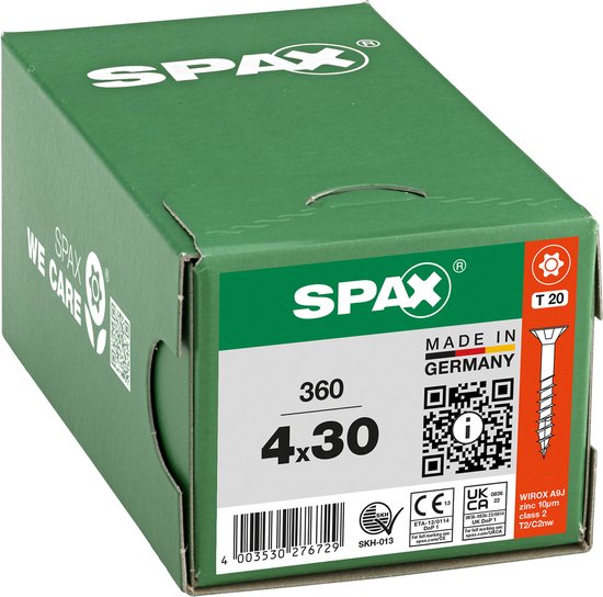 Vis universelle, 4 x 30 mm, 360 pcs, Filetage partiel, Tête fraisée, T-STAR plus T20, 4CUT, WIROX - 8000000276729