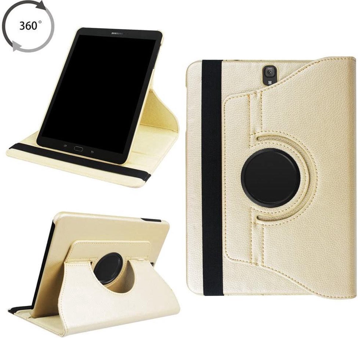 Draaibaar Hoesje - Rotation Tabletcase - Multi stand Case Geschikt voor: Samsung Galaxy Tab S2 8.0 Inch T710 / T715 - Goud