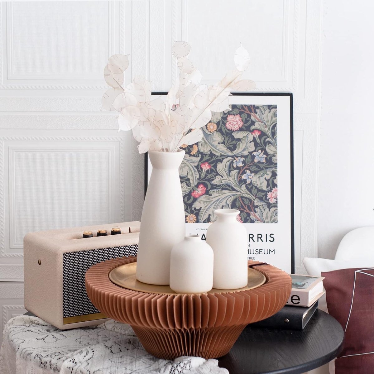 Lot De 3 Petits Vases En Céramique Noire - Déco Maison Ferme Rustique Moderne | Pour Herbe De La Pampa, Fleurs Séchées (3 Tailles)