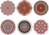 Premium design onderzetters, set van 6 decoratieve onderzetters voor glas, kopjes, vazen, kaarsen op uw hout, glas of steen eettafel (meerkleurig-1)