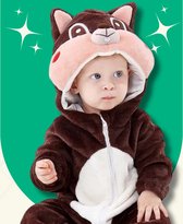 BoefieBoef Eekhoorn Bruin Dieren Onesie & Pyjama voor Baby en Dreumes - Kinder Verkleedkleding - Dieren Kostuum Pak
