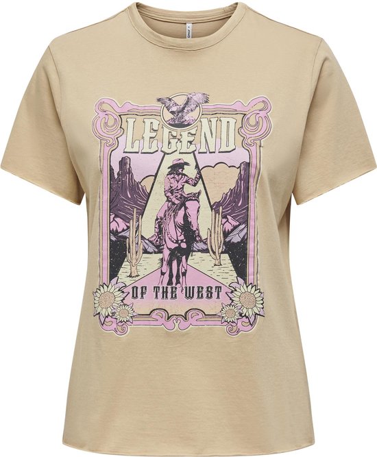 T-shirt Femme ONLY ONLLUCKY LIFE REG S/ S SPIRIT TOP CS JRS - Taille XL