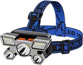 Oplaadbare LED-hoofdlamp - 350lm - 5 x XPE - IPX46 - Geschikt voor Kamperen, Wandelen & Vissen - Model:2055 - Zwart