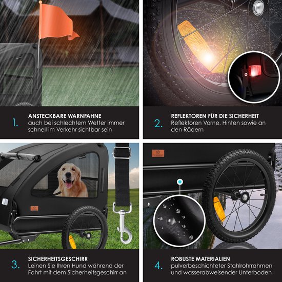 KESSER® Hondenfietskar tot 45 kg 2in1 Fietskar Hond - Zwart van Merkloos — afbeelding 5