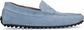 Manfield - Heren - Blauwe suède loafers - Maat 46