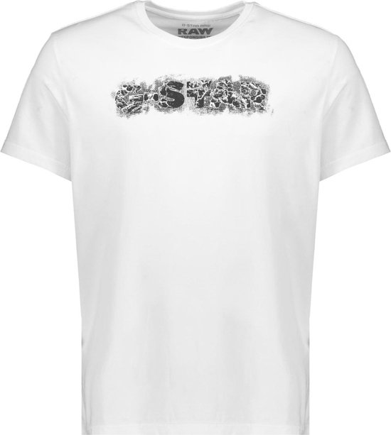 G-Star RAW T-shirt Distressed Logo R T D24363 C506 110 White Mannen