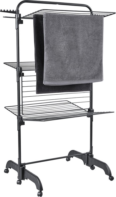 Tour de séchage Leifheit Pegasus 420 Solid Comfort - longueur de séchage 42 m - avec roues et cintres inclus - noir