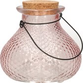 Attrape-guêpes/piège à guêpes Decoris avec poignée - verre - rose clair - D14 x H13 cm