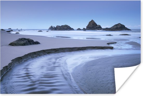 Harris strand Oregon foto Poster 120x80 cm - Foto print op Poster (wanddecoratie woonkamer / slaapkamer) / Landschappen Poster / Zee en Strand