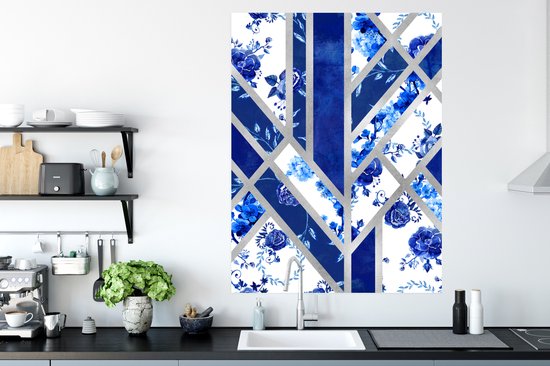 Affiche Bleu de Delft - Motif - Luxe - 90x120 cm