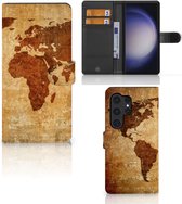 Telefoonhoesje Geschikt voor Samsung Galaxy S24 Ultra Wallet Bookcase Wereldkaart