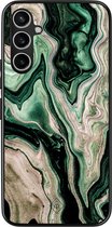 Casimoda® hoesje - Geschikt voor Samsung Galaxy A54 - Groen marmer / Marble - Zwart TPU Backcover - Marmer - Groen