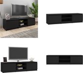 vidaXL Tv-meubel 140x40x35-5 cm bewerkt hout zwart - Tv-meubel - Tv-meubels - Tv-meubelen - Tv-meubilair