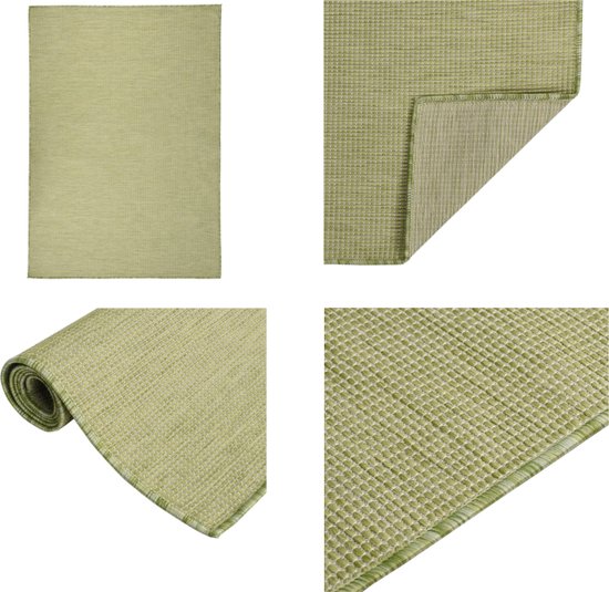 vidaXL Buitenkleed platgeweven 160x230 cm groen - Buitenkleed - Buitenkleden - Tuinkleed - Platgeweven Buitenkleed