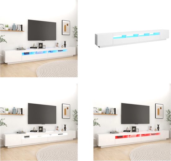 vidaXL Tv-meubel met LED-verlichting 300x35x40 cm wit - Tv-kast - Tv-kasten - Televisiekast - Televisiekasten