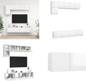 vidaXL 5-delige Tv-meubelset spaanplaat hoogglans wit - Tv-kastenset - Tv-kastensets - Tv-kasten - Tv-meubelset