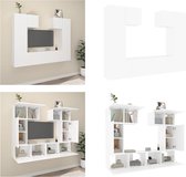 vidaXL 6-delige Tv-meubelset bewerkt hout wit - Tv-kast - Tv-kasten - Tv-meubel - Hifi-meubel