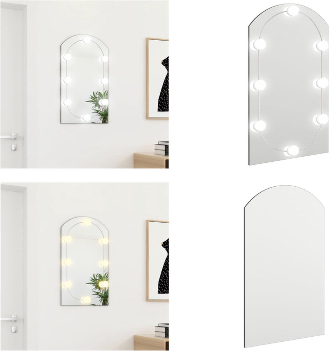 VidaXL Spiegel met LED-verlichting boog 70x40 cm glas Wandspiegel Met LED-verlichting Wandspiegels Met LED-verlichting Wandspiegel Met LED Spiegel Met Ledverlichting