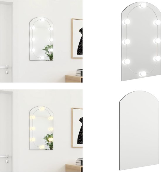 vidaXL Spiegel met LED-verlichting boog 70x40 cm glas - Wandspiegel Met LED-verlichting - Wandspiegels Met LED-verlichting - Wandspiegel Met LED - Spiegel Met Ledverlichting