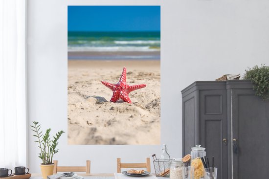 Poster Zeester - Zand - Rood - 120x180 cm XXL