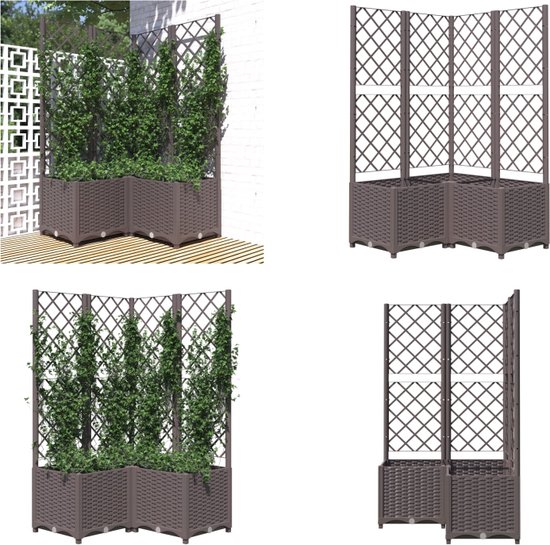 Plantenbak met latwerk 36x36x140 cm polypropeen wit kopen