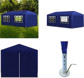 vidaXL Tente de fête - 3x6 m + 6 parois latérales - Blauw - Tente de fête - Tentes de fête - Tente de fête - Tentes de fête