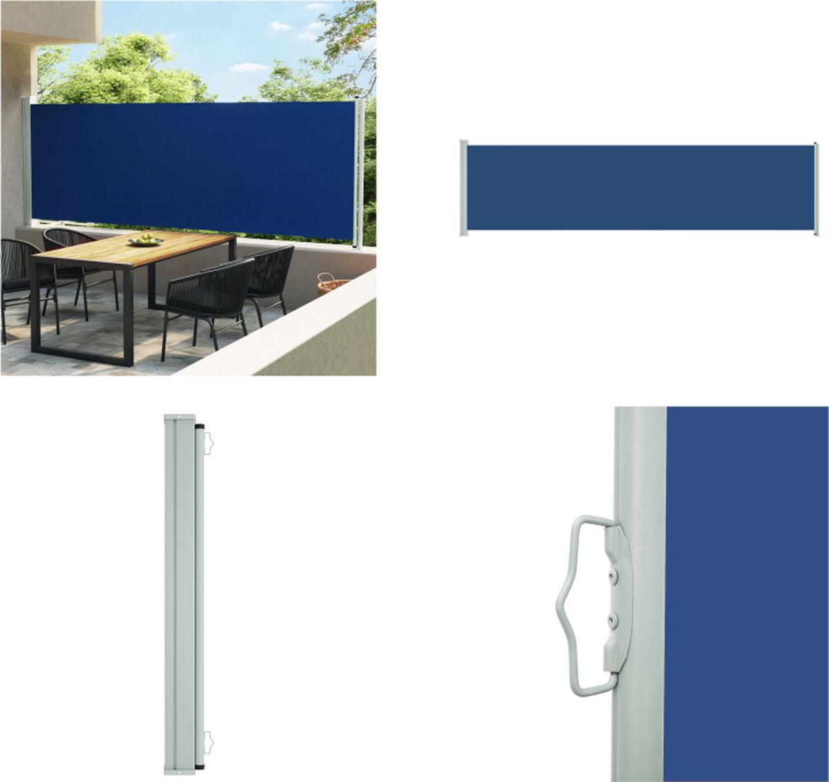 VidaXL Tuinscherm uittrekbaar 160x600 cm blauw Windscherm Windschermen Zijscherm Tuinscherm