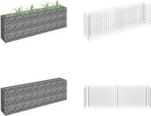 vidaXL Gabion plantenbak verhoogd 180x30x60 cm gegalvaniseerd staal - Schanskorfmand - Schanskorfmanden - Schanskorf Muur - Schanskorf Muren