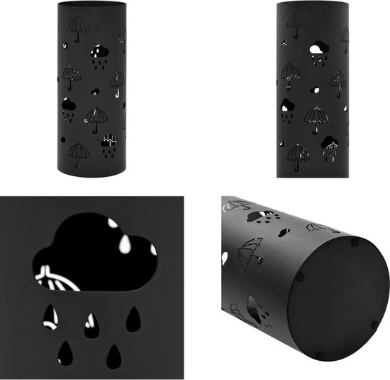 vidaXL Parapluhouder paraplu's staal zwart - Paraplubak - Paraplubakken - Paraplustandaard - Paraplustandaards
