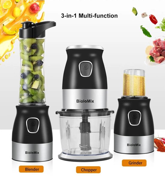 Blender 3 in 1 - Keukenmachine - 500W - Juicer - Met Chopper - Smoothie - Vleesmolen - 600MI