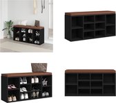 vidaXL Schoenenbank 62x32x50 cm bewerkt hout oud houtkleurig, halbankje, bankje, schoenenbank, opbergbankje, bankje met opbergruimte, gangbankje