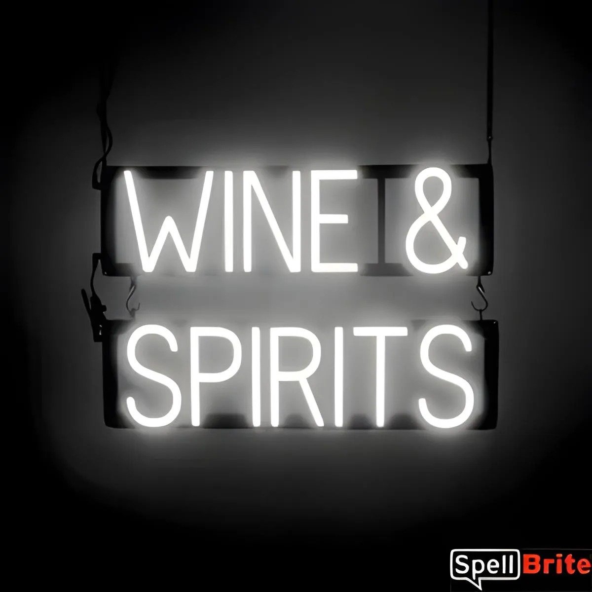 WINE & SPIRITS - Lichtreclame Neon LED bord verlicht | SpellBrite | 57 x 38 cm | 6 Dimstanden - 8 Lichtanimaties | Reclamebord neon verlichting