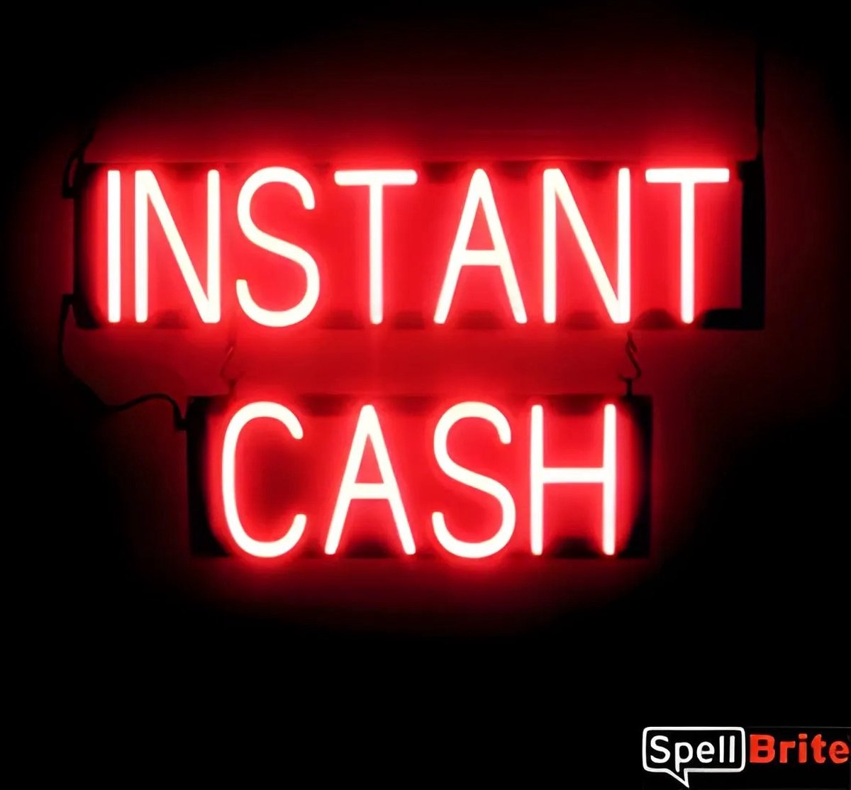 INSTANT CASH - Lichtreclame Neon LED bord verlicht | SpellBrite | 66 x 38 cm | 6 Dimstanden - 8 Lichtanimaties | Reclamebord neon verlichting