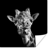 Poster Giraffe - Dier - Zwart - Wit - 50x50 cm