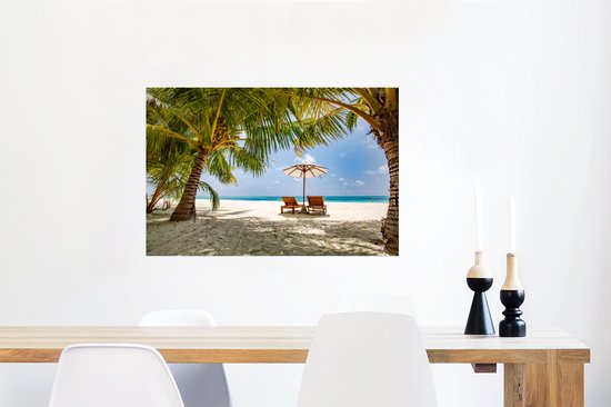 Chaises de plage sur une plage tropicale 60x40 cm / Mer et plage