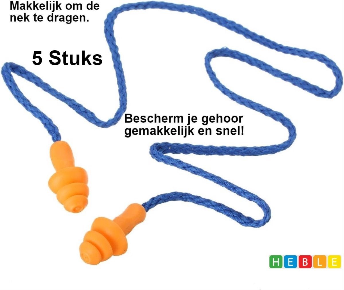 Goedkoopste 5 paar Klus Oordoppen met Draad/ Oordopjes met Koord - Goed Beschermd Klussen - van Heble®