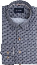 Suitable - Overhemd Print Donkerblauw - Heren - Maat 39 - Slim-fit