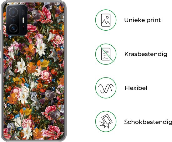 Coque Xiaomi 11T Pro - Fleurs - Papillon - Art - Coque de téléphone en Siliconen