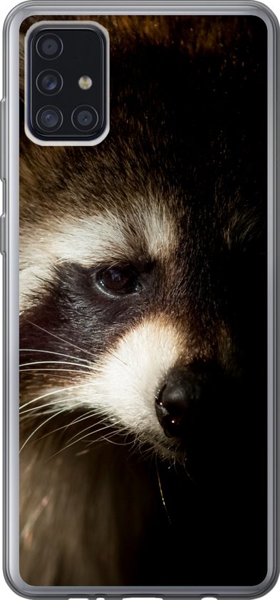 Telefoonhoesje Geschikt voor Samsung Galaxy A52 5G hoesje - Wasbeer - Wilde dieren - Zwart - Siliconen Telefoonhoesje Telefoonhoesje