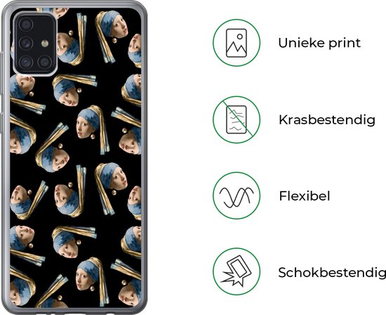 Coque Samsung Galaxy A52 5G - Boucle d'oreille Fille à la Perle - Motif - Vermeer - Siliconen
