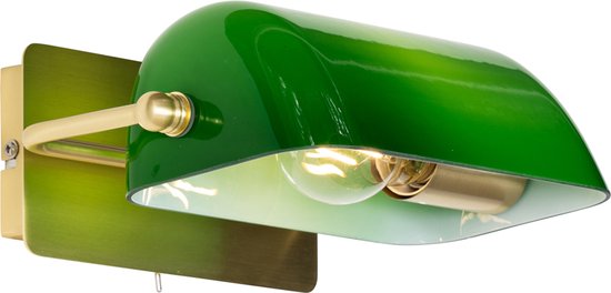 QAZQA banker - Klassieke Wandlamp voor binnen - 1 lichts - D 21.3 cm - Groen - Woonkamer | Slaapkamer | Keuken
