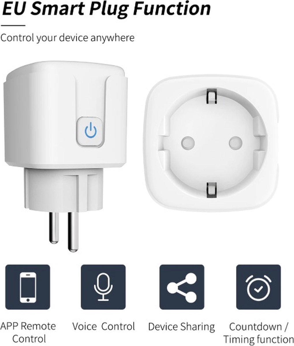 WLAN-uttag SmartPlug smart kontakt 16A IP44 Compatibel med Alexa/ Google Assistant/IFTTT Smart Life App