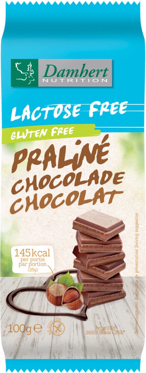 Damhert - Chocoladetablet Praliné Lactosevrij - 6 x 100 gr - Voordeelverpakking