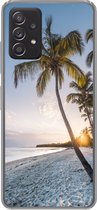 Convient pour coque Samsung Galaxy A33 5G - Plage - Coucher de soleil - Palmier - Coque de téléphone en Siliconen