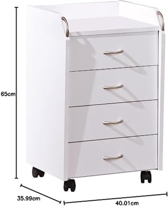 Vida Designs witte ladeborstels, 5 laden met metalen handgrepen en gangen, unieke anti-bowing ladestandaard, Riano slaapkamer opbergmeubels