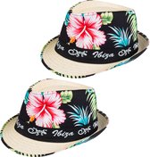 Toppers - Boland Verkleed hoedje voor Tropical Hawaii party - 2x - bloemen print - volwassenen - Carnaval