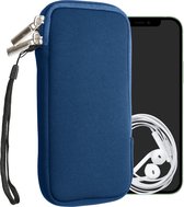 kwmobile telefoontasje universeel geschikt voor XXL - 7" smartphones - 17,7 x 8,5 cm - Hoesje met rits en polslusje -In blauw -