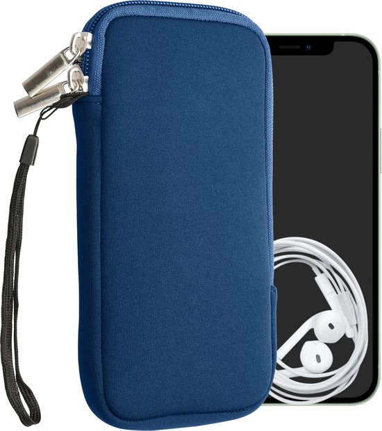 kwmobile telefoontasje universeel geschikt voor XXL - 7" smartphones - 17,7 x 8,5 cm - Hoesje met rits en polslusje -In blauw -