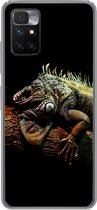 Geschikt voor Xiaomi Redmi 10 hoesje - Dier - Tak - Zwart - Siliconen Telefoonhoesje