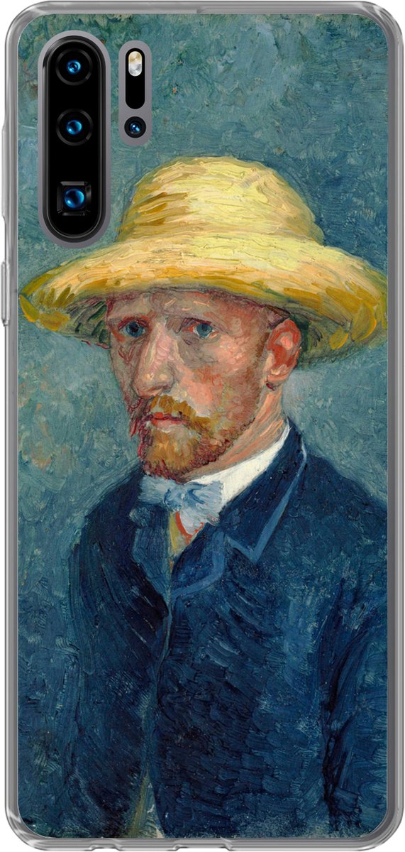 Telefoonhoesje Geschikt voor Huawei P30 Pro hoesje - Zelfportret met hoed - Vincent van Gogh - Siliconen Telefoonhoesje Telefoonhoesje